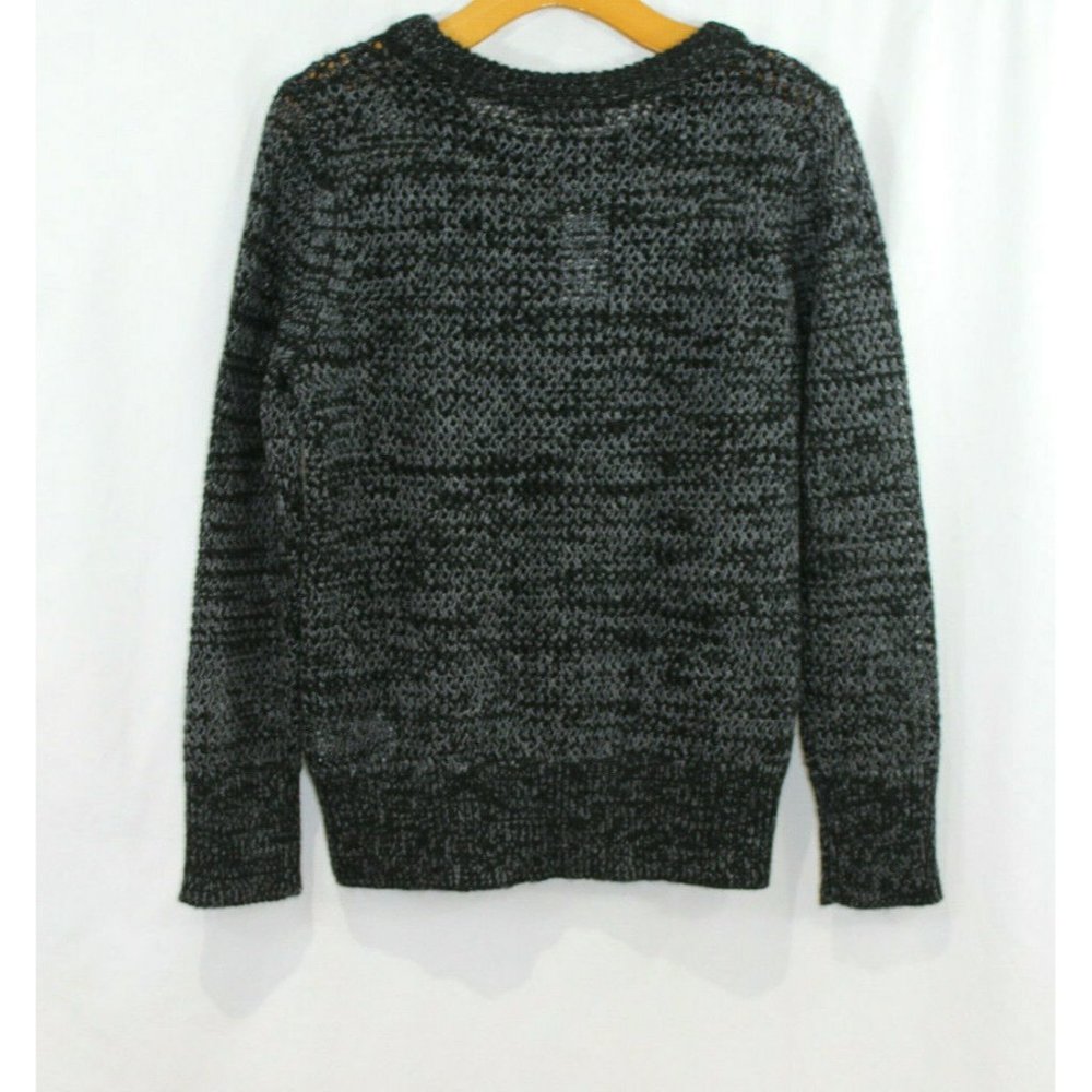 Banana Republic $98 Womens Black Grey Wool Blend Fringe Trim Sweater S NWT - Picture 5 of 6